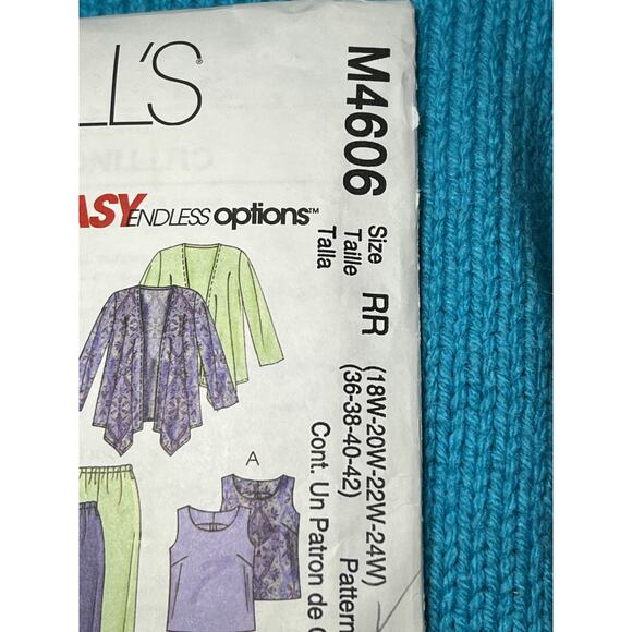 McCalls 4606 long jacket top skirt pants dress pattern sz 18w 20w 22w 24w - Picture 2 of 6